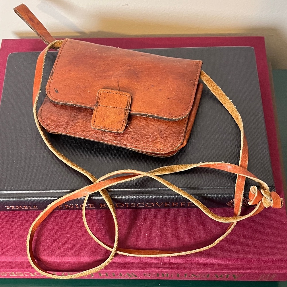 Mini‎ Sandalwood Cowhide Leather Vintage 1960s Equestrian Crossbody Underarm Bag